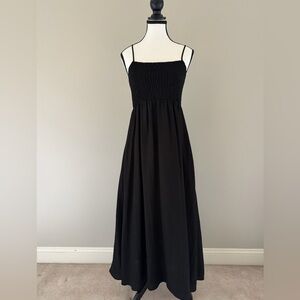 Z Supply Black Smocked Maxi Dress with Spaghetti Straps